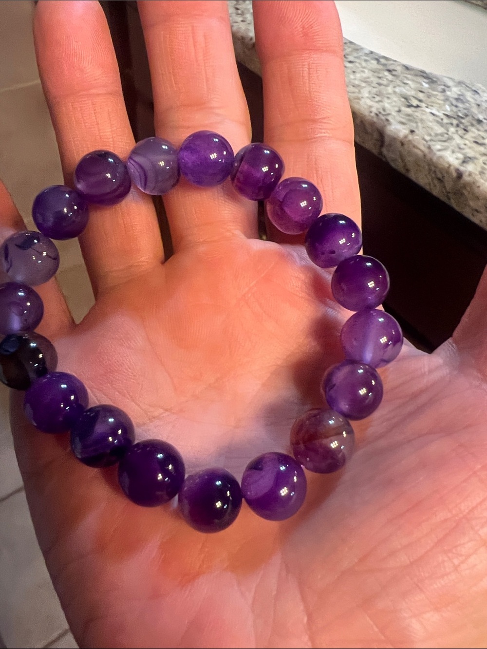 Purple Amethyst Beaded Stretch Bracelet - Women Jewelry